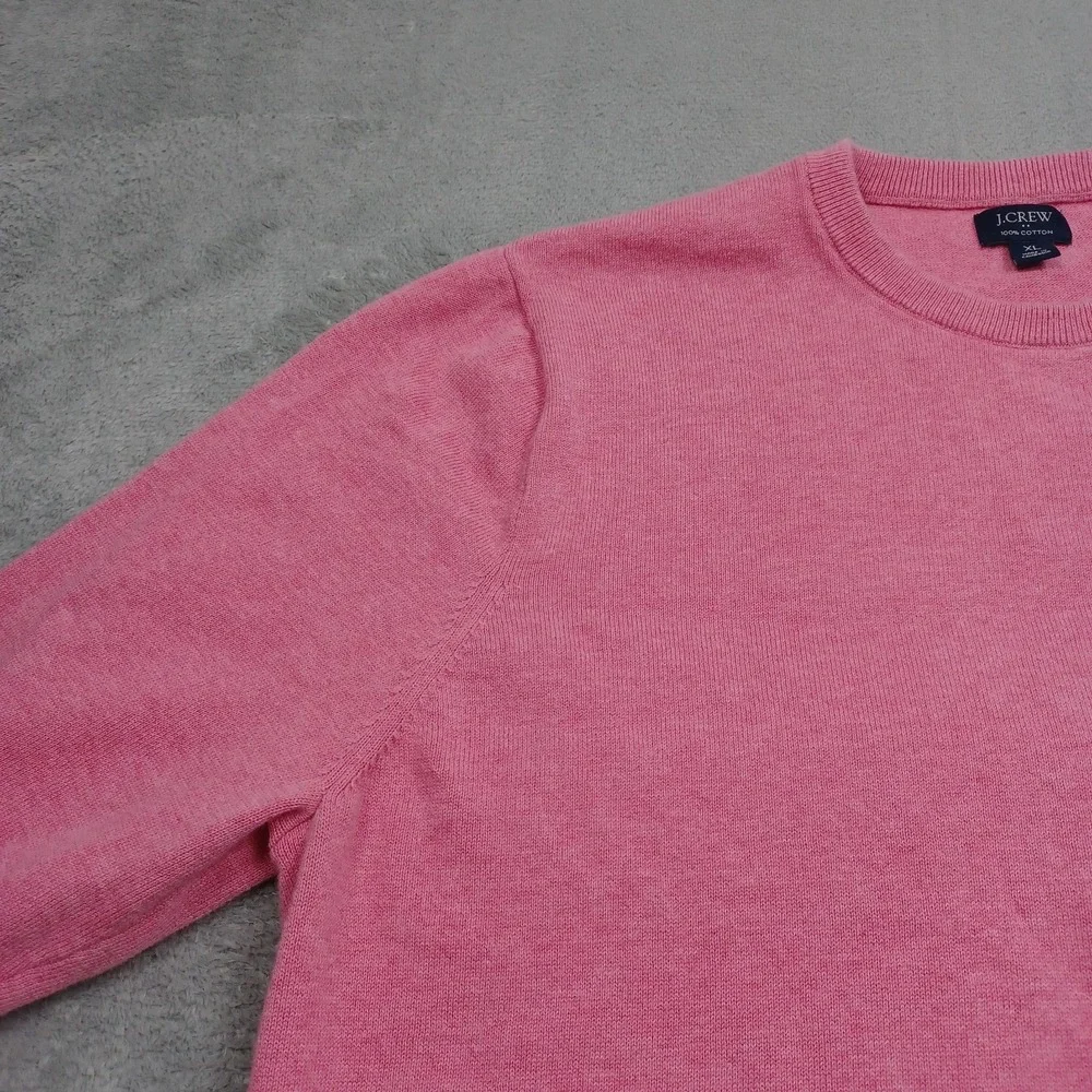 J Crew Sweater Mens XL Pink Preppy Pullover Cotton Crew Neck